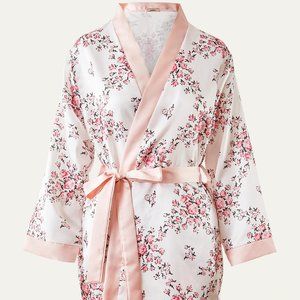 Floral White and Pink Satin Robe (Featured in Fab Fit Fun Spring 2022 box!)